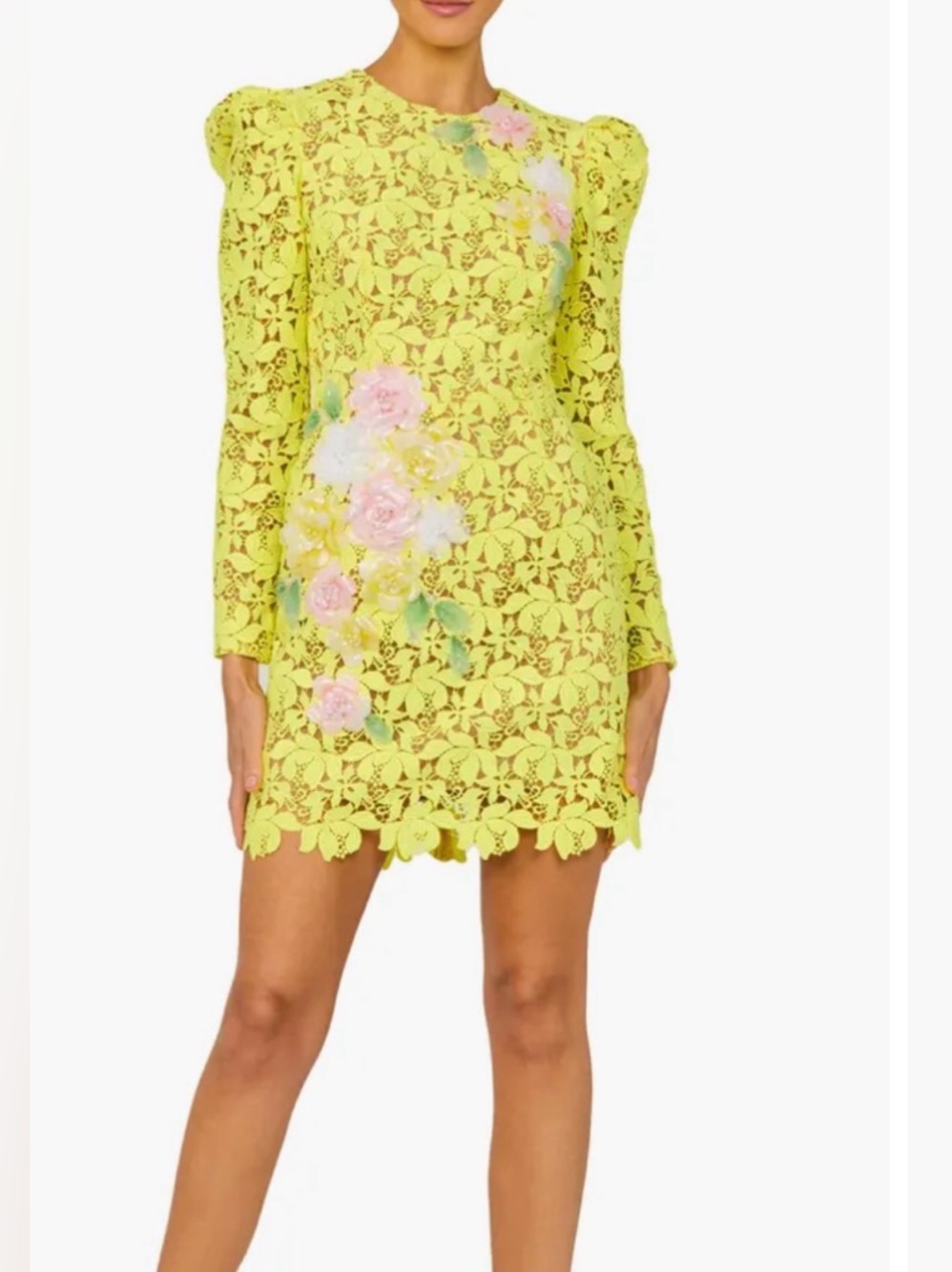 Helsi Angelina Floral Appliqué Long Sleeve Lace Cocktail Minidress Size XS NWT - Picture 4 of 8